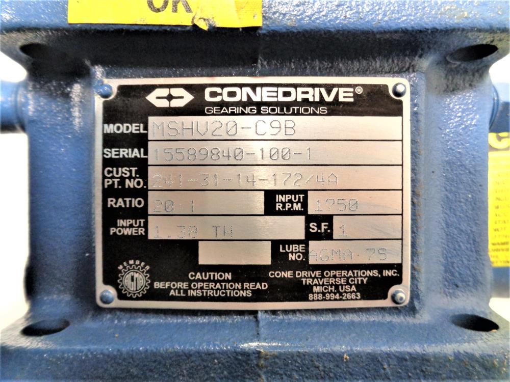 Conedrive Gearbox, 20:1 Ratio, MSHV20-C9B